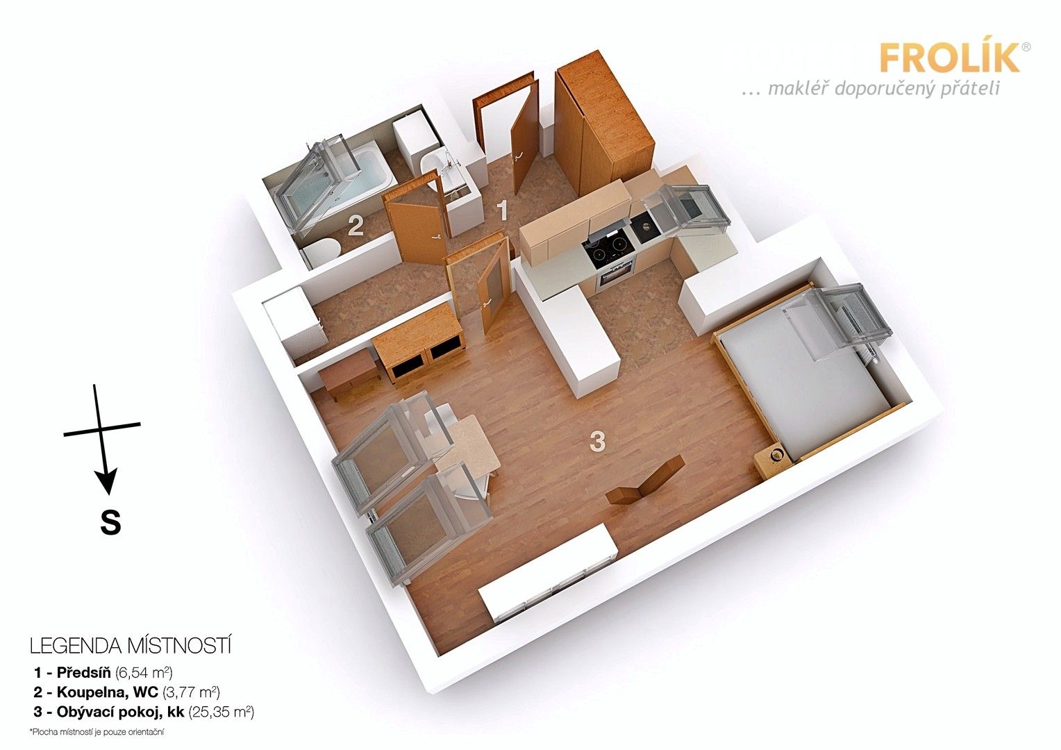 Pronájem byt 1+kk - Sobínská, Praha, 36 m²