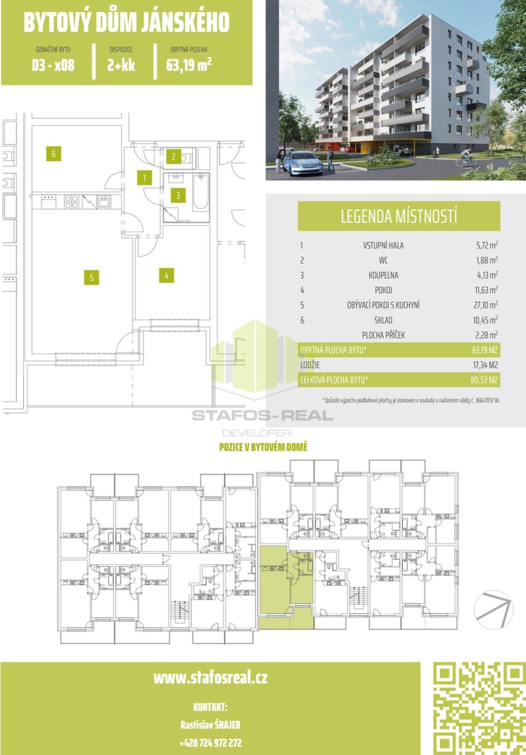 Pronájem byt 2+kk - Janského, Olomouc, 60 m²
