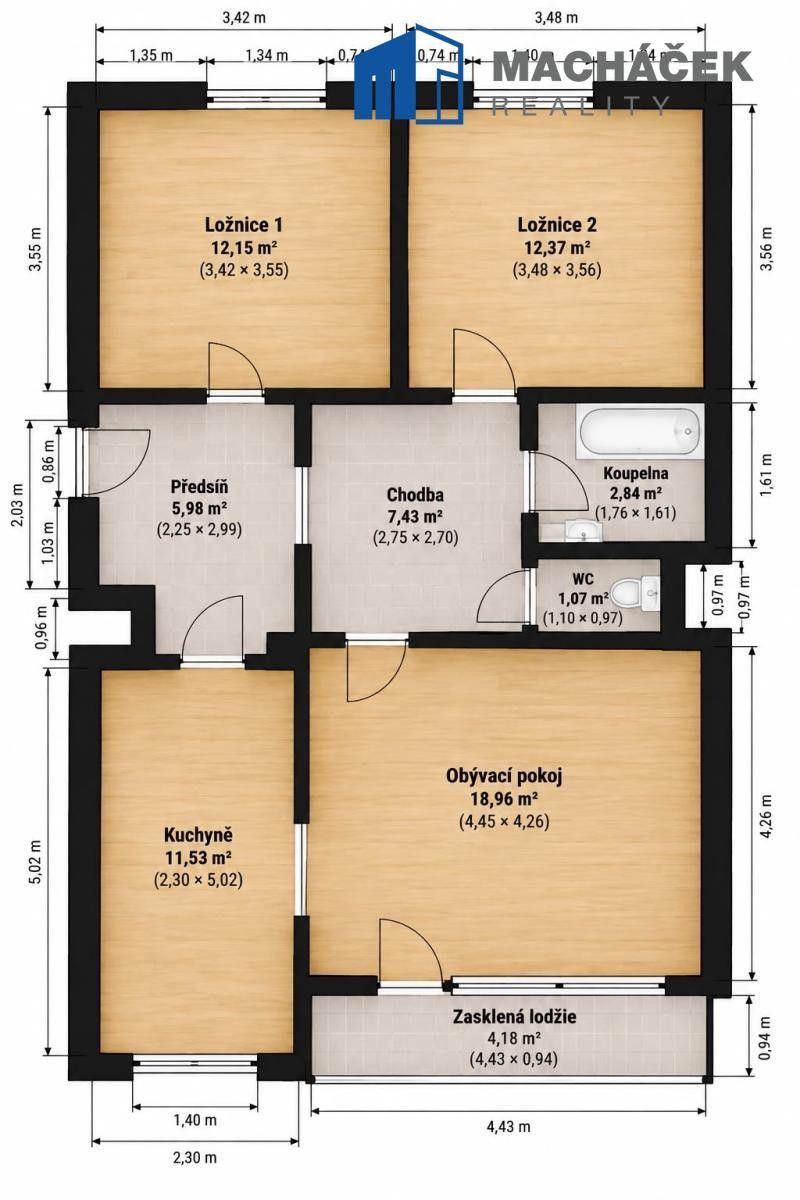 Byt 3+1 · 79 m² · Pod školou, Teplice Trnovany - 3
