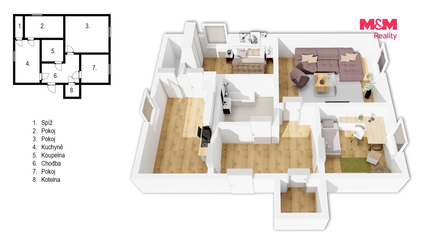 Byt 3+1 · 72 m² · Libež - 4