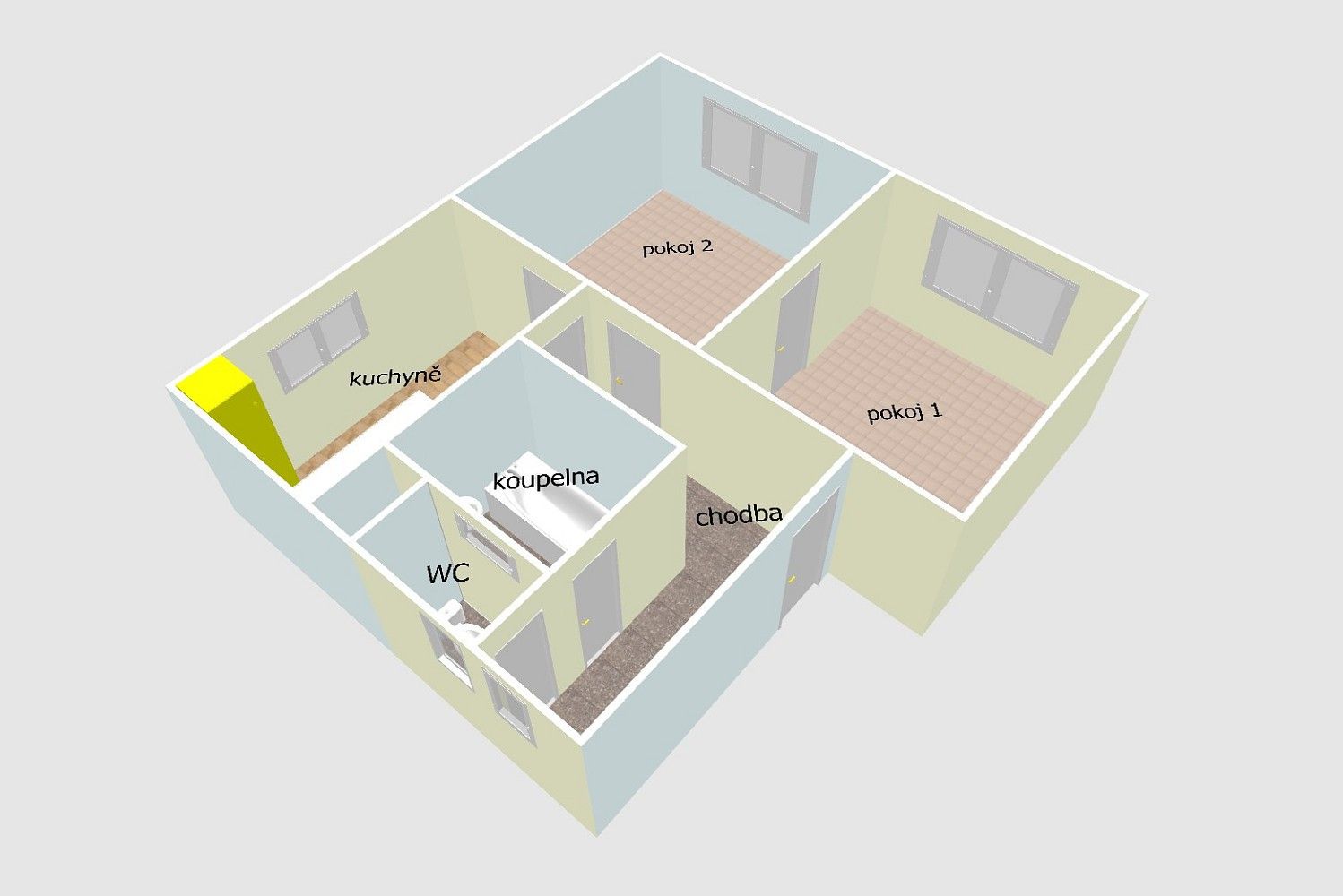 Byt 2+1, 57 m²