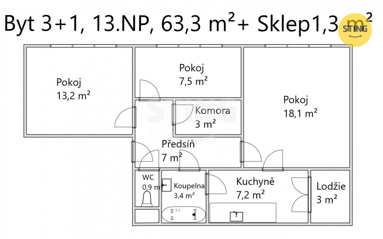 Byt 3+1, 62 m²