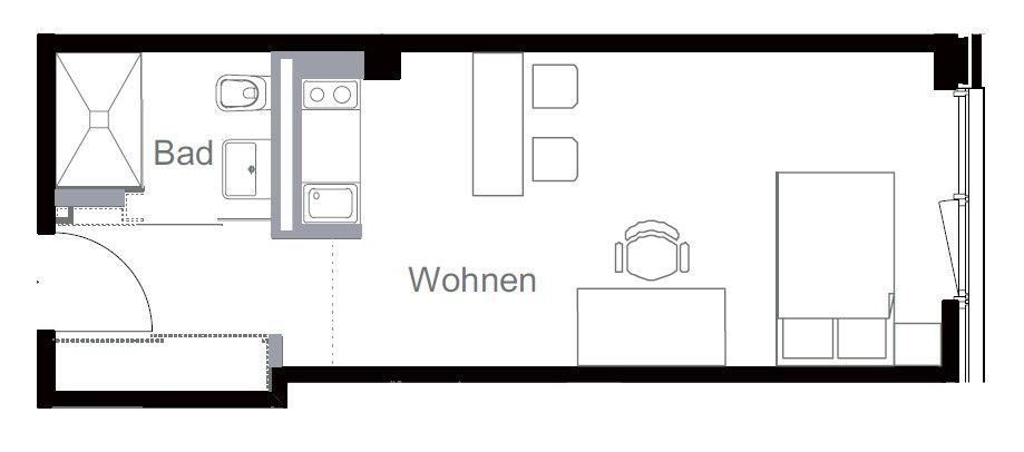1+1, Schillerstr.41 München Ludwigsvorstadt Bayern 80336, 32 m² - 1