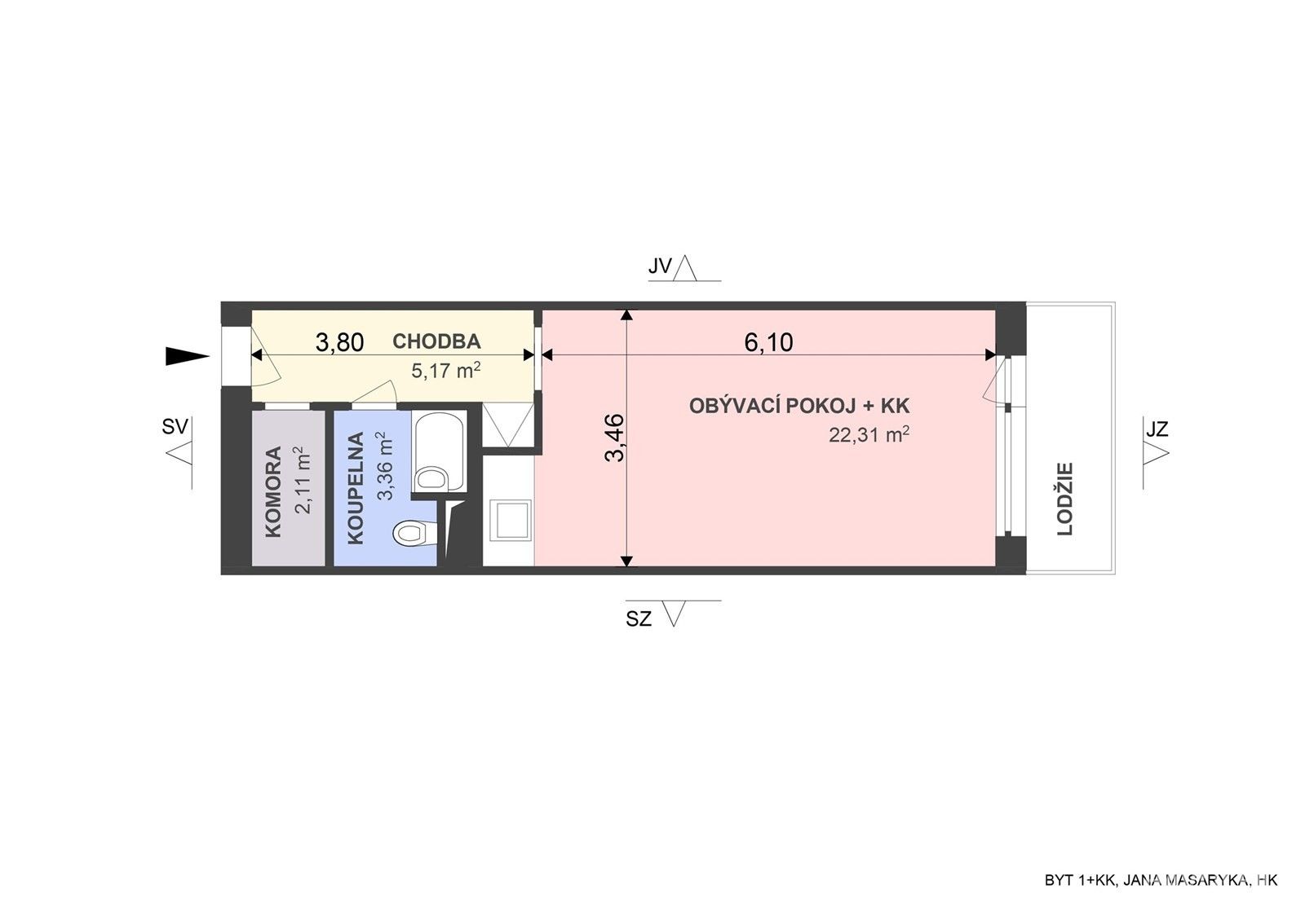 Byt 1+kk · 35 m² · Jana Masaryka, Hradec Králové Nový Hradec Králové - 3