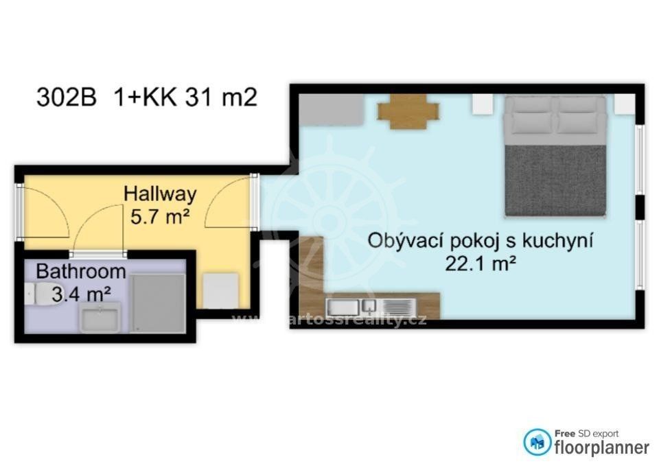 Pronájem byt 1+kk - Bratislavská, Brno, 31 m²