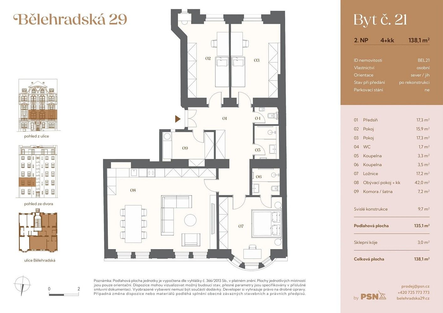 4+kk, Praha - Vinohrady, Hlavní město Praha, 125 m² - 2