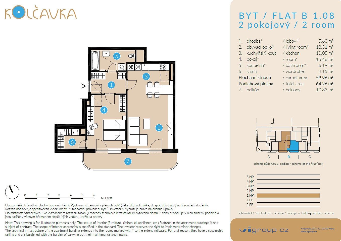 2+kk, Praha - Libeň, okres Praha 9, Hlavní město Praha, 60 m² - 2