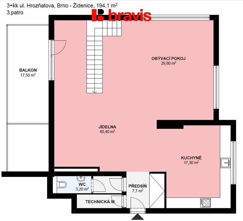 Byt 3+kk · 194 m² · Hrozňatova 3096, Brno Židenice - 4